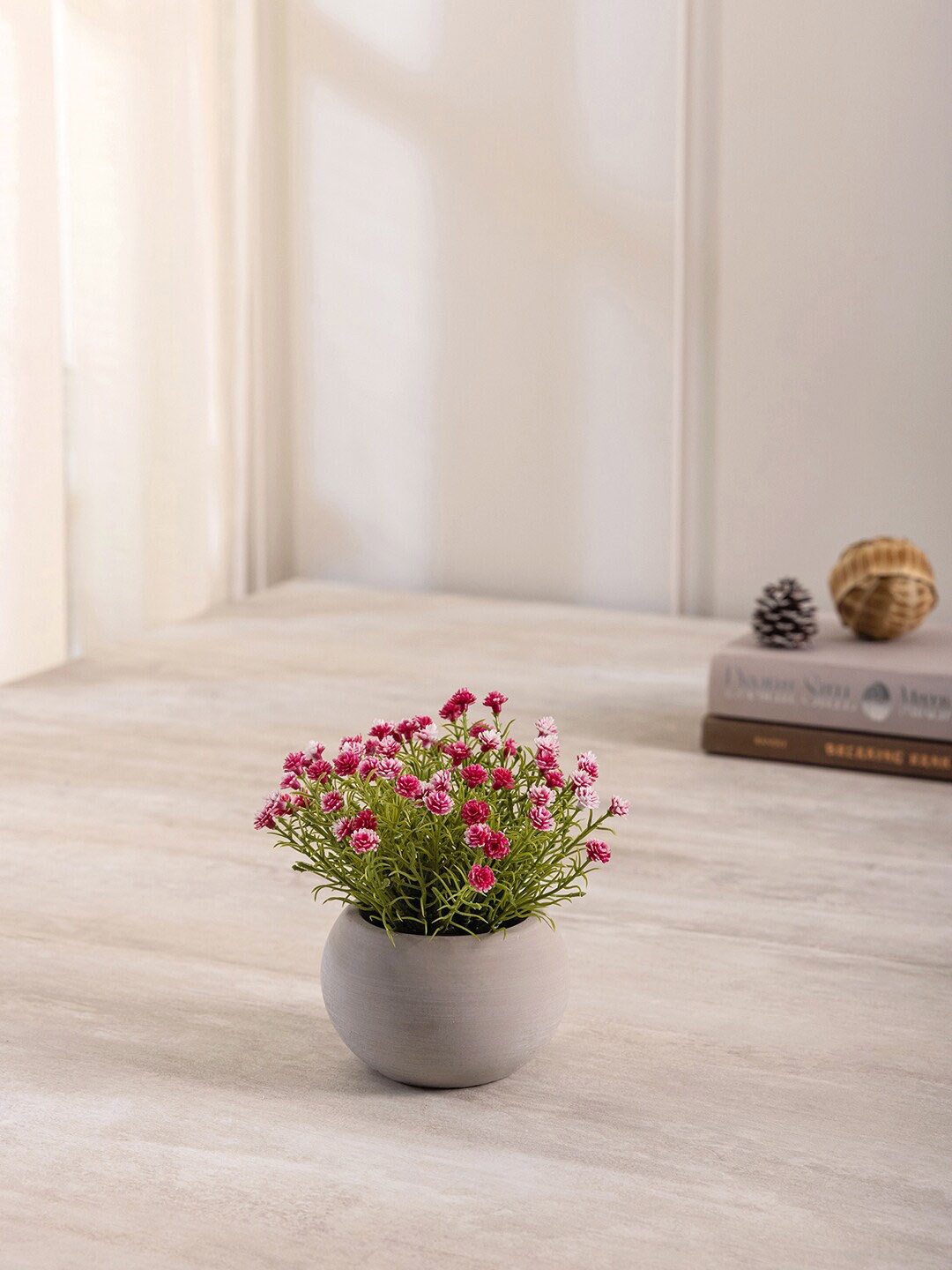 

Pure Home and Living Green & Purple Wild Flowers in Cement Pot