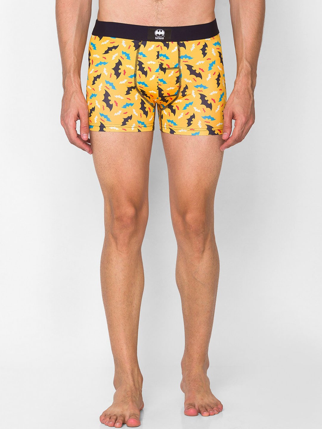 

Smugglerz Men Yellow & Black Printed Comfort-Fit Trunks Batman-Logo-Men-Smundies