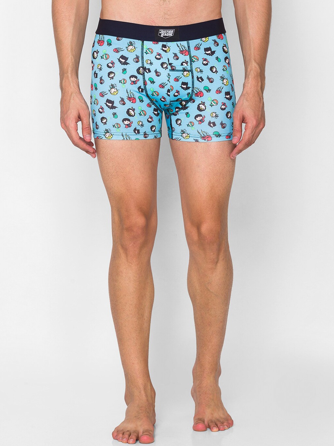 

Smugglerz Men Blue Printed Comfort-Fit Trunk - Justice-League-CHIBI-Men-Smundies-Blue-S