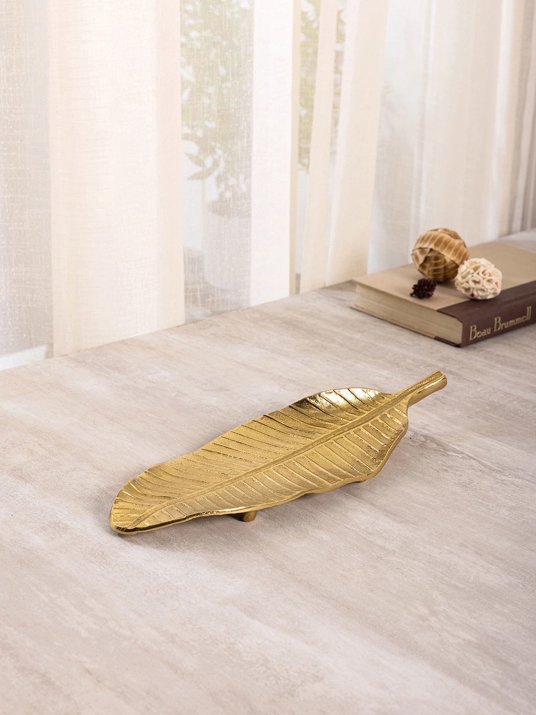 

Pure Home and Living Gold-Toned Mahir Leaf Platter - Small