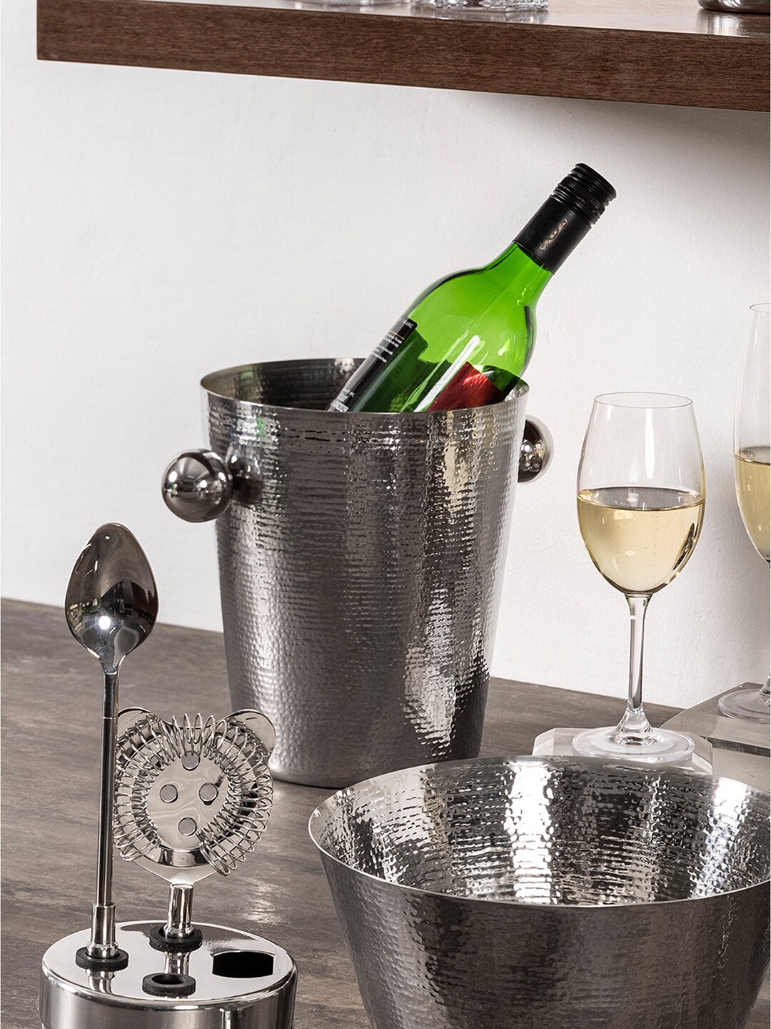 

Pure Home and Living Silver-Toned Hammered Wine Bucket