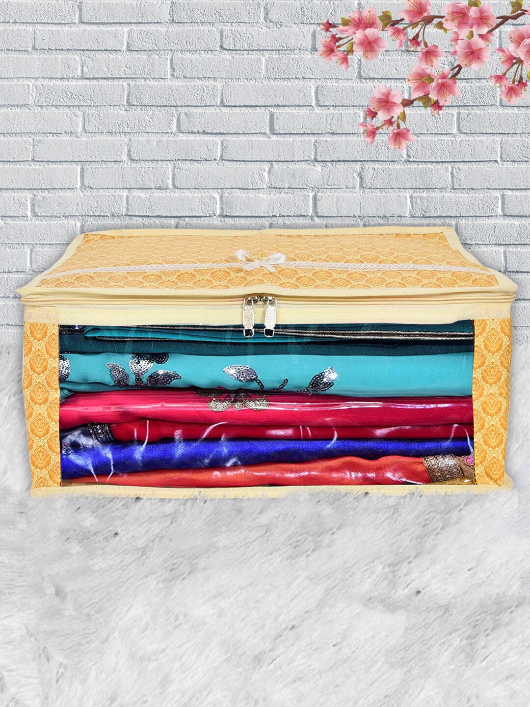 

Kuber Industries Gold-Toned Printed Wardrobe Organiser