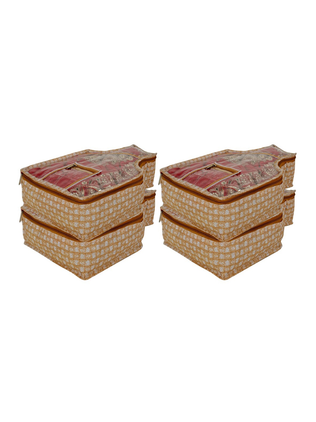 

Kuber Industries Set Of 4 Gold-Toned Checked Blouse Organisers