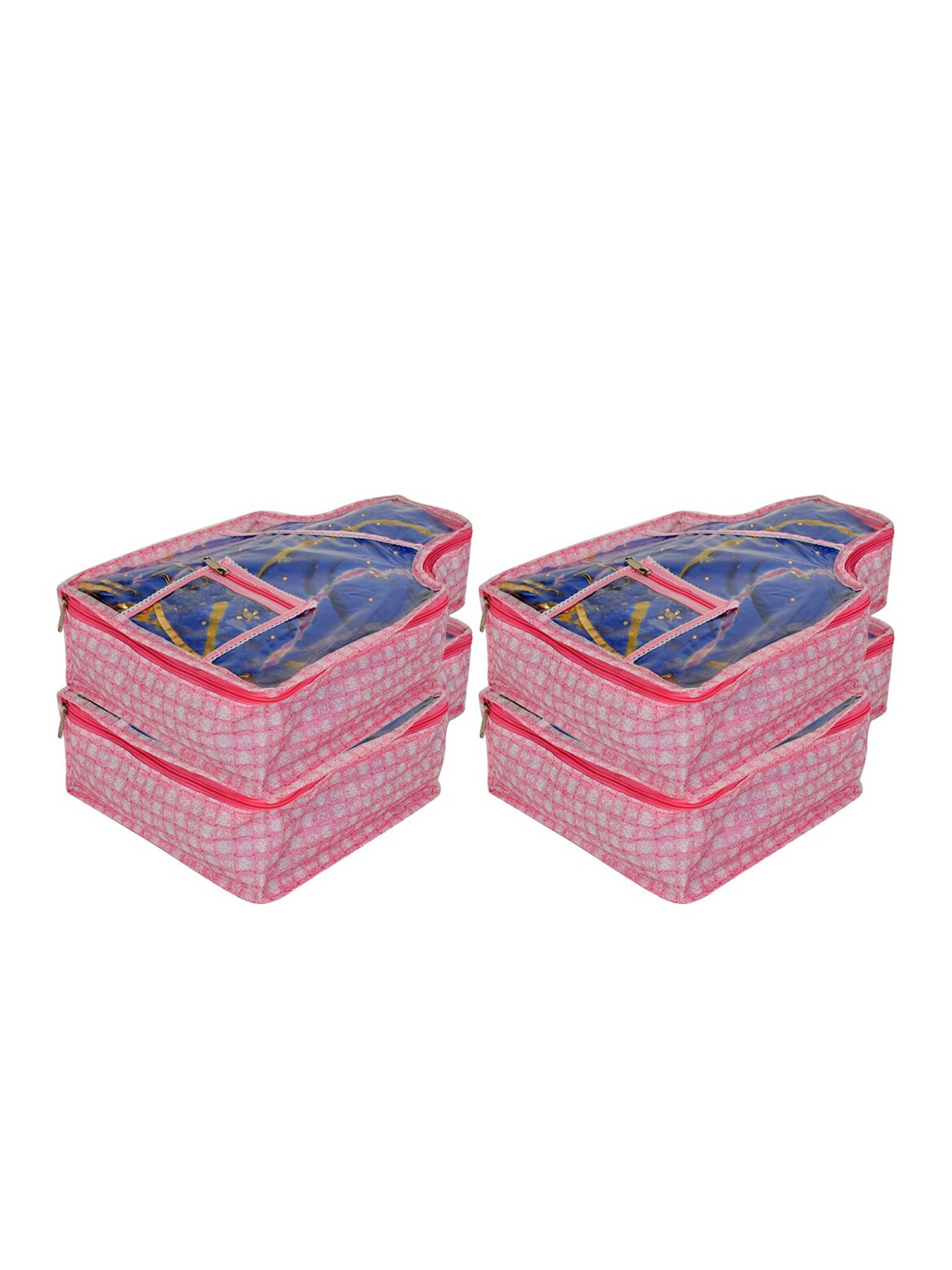 

Kuber Industries Set of 4 Pink Checked Blouse Covers