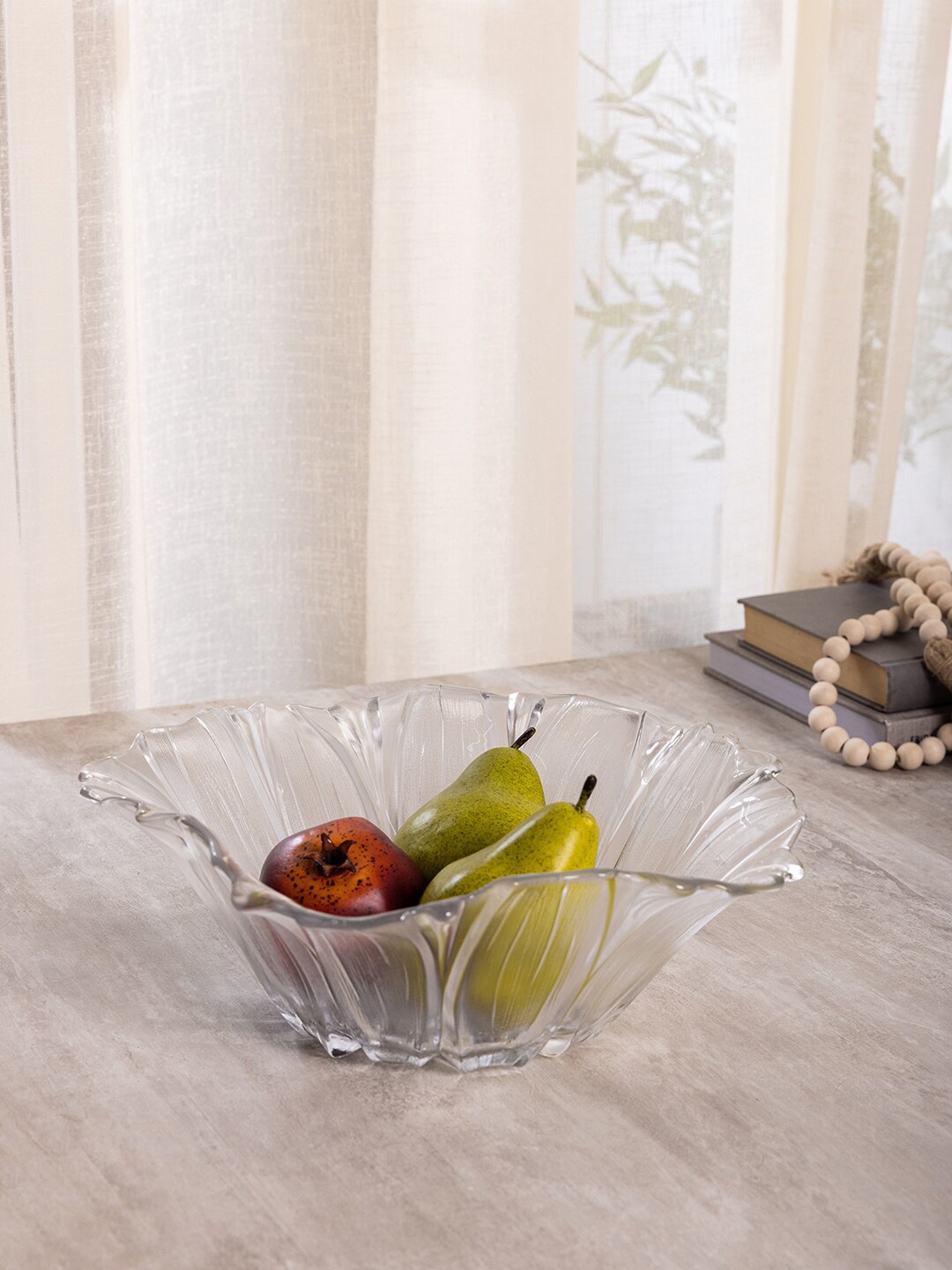 

Pure Home and Living Transparent Glass Linea Fruit Bowl