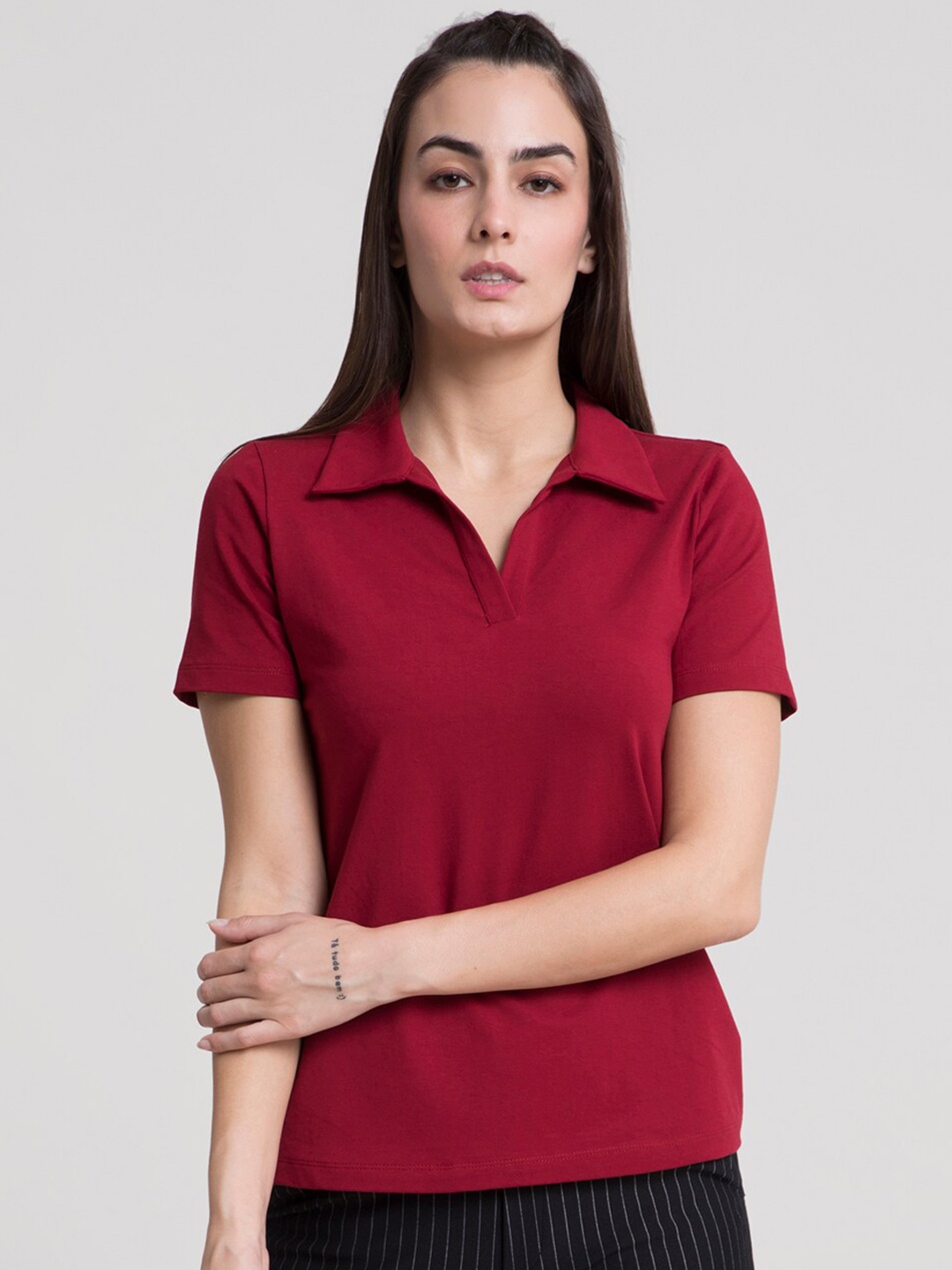 

FableStreet LivIn Polo Collar T-shirt, Maroon