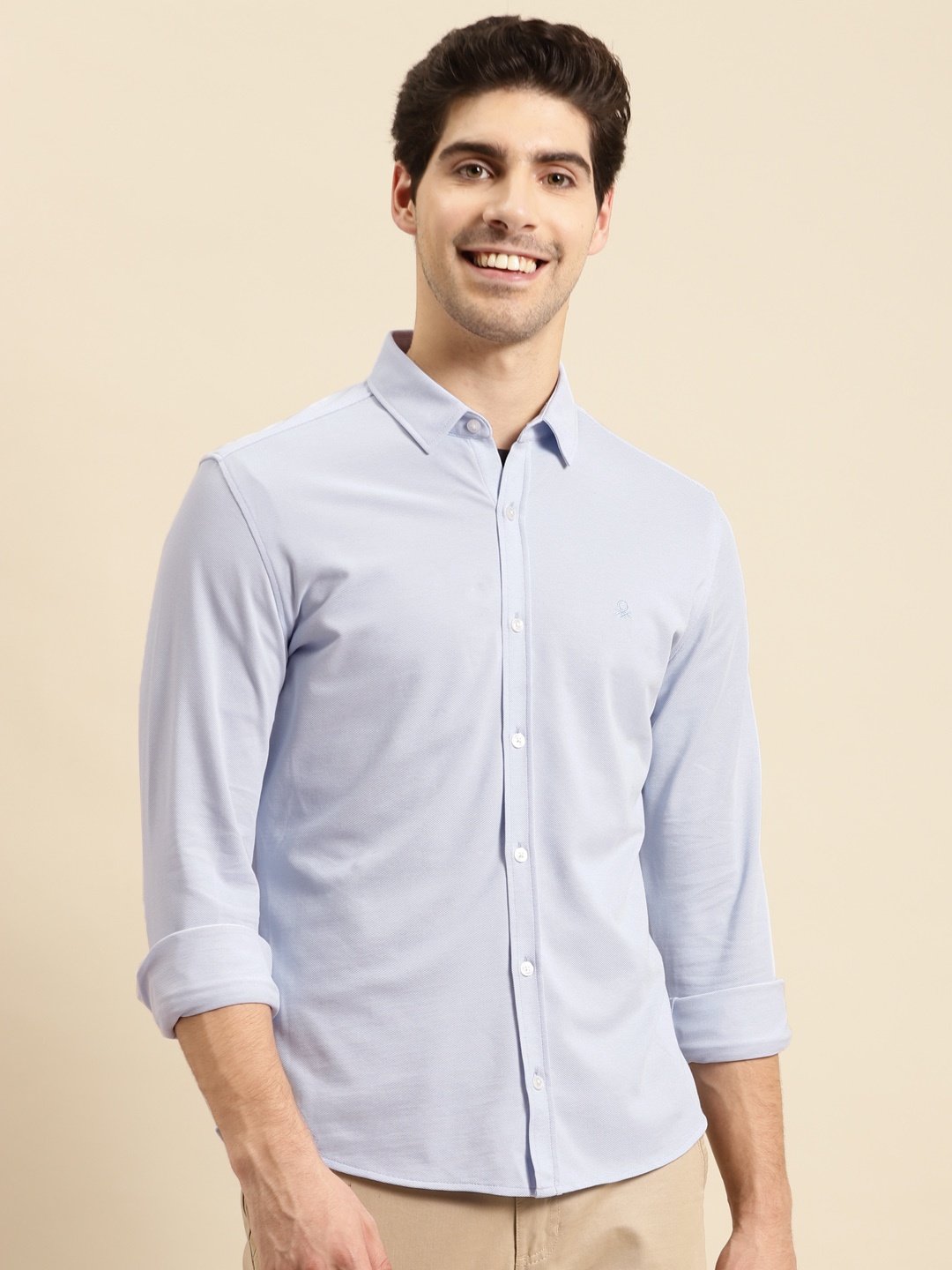 

United Colors of Benetton Men Blue Slim Fit Opaque Casual Shirt