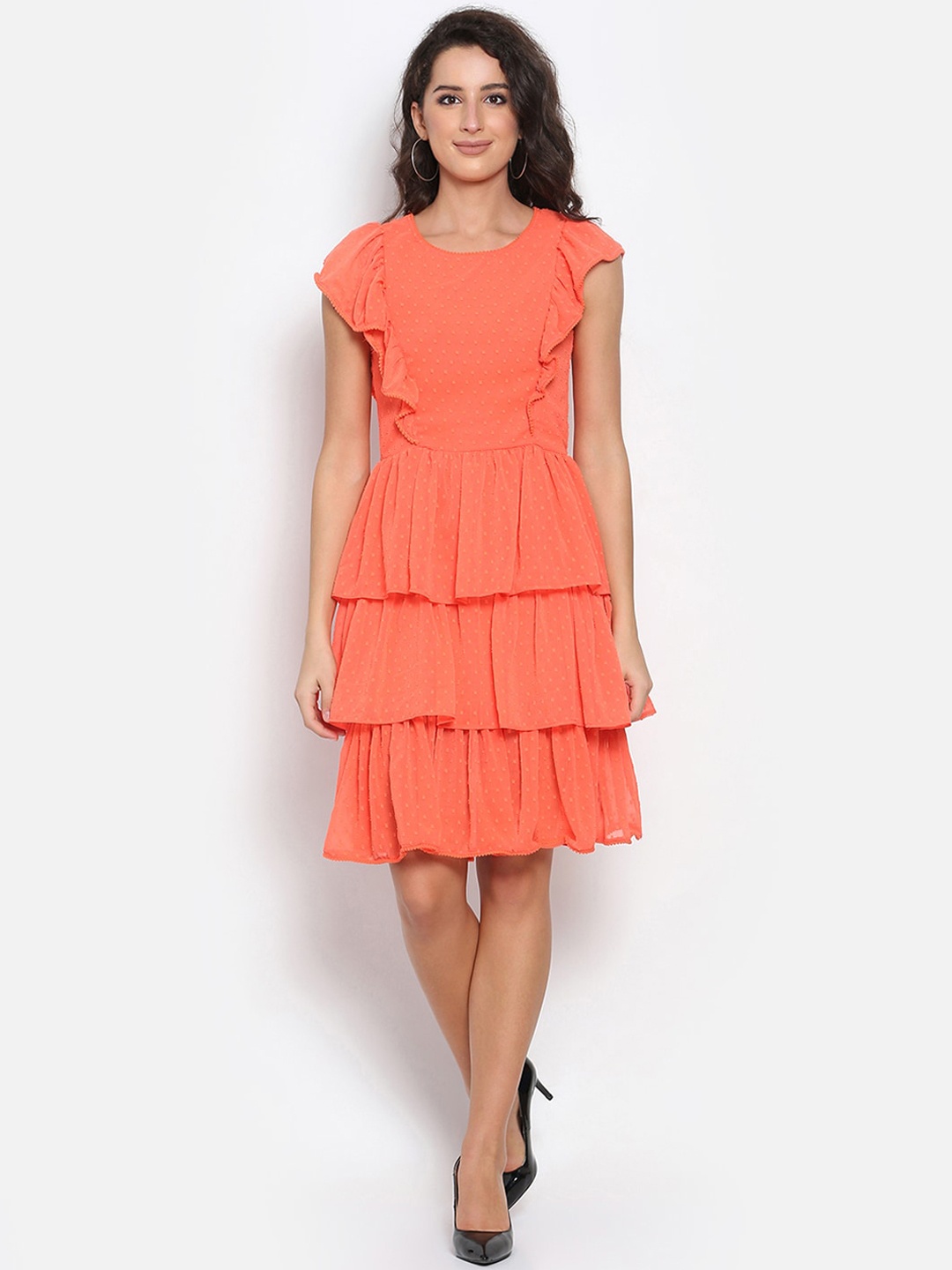 

MARC LOUIS Peach-Coloured Georgette Dress