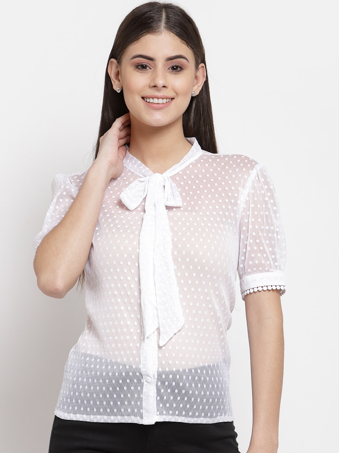 

Style Quotient Women White Opaque Casual Shirt