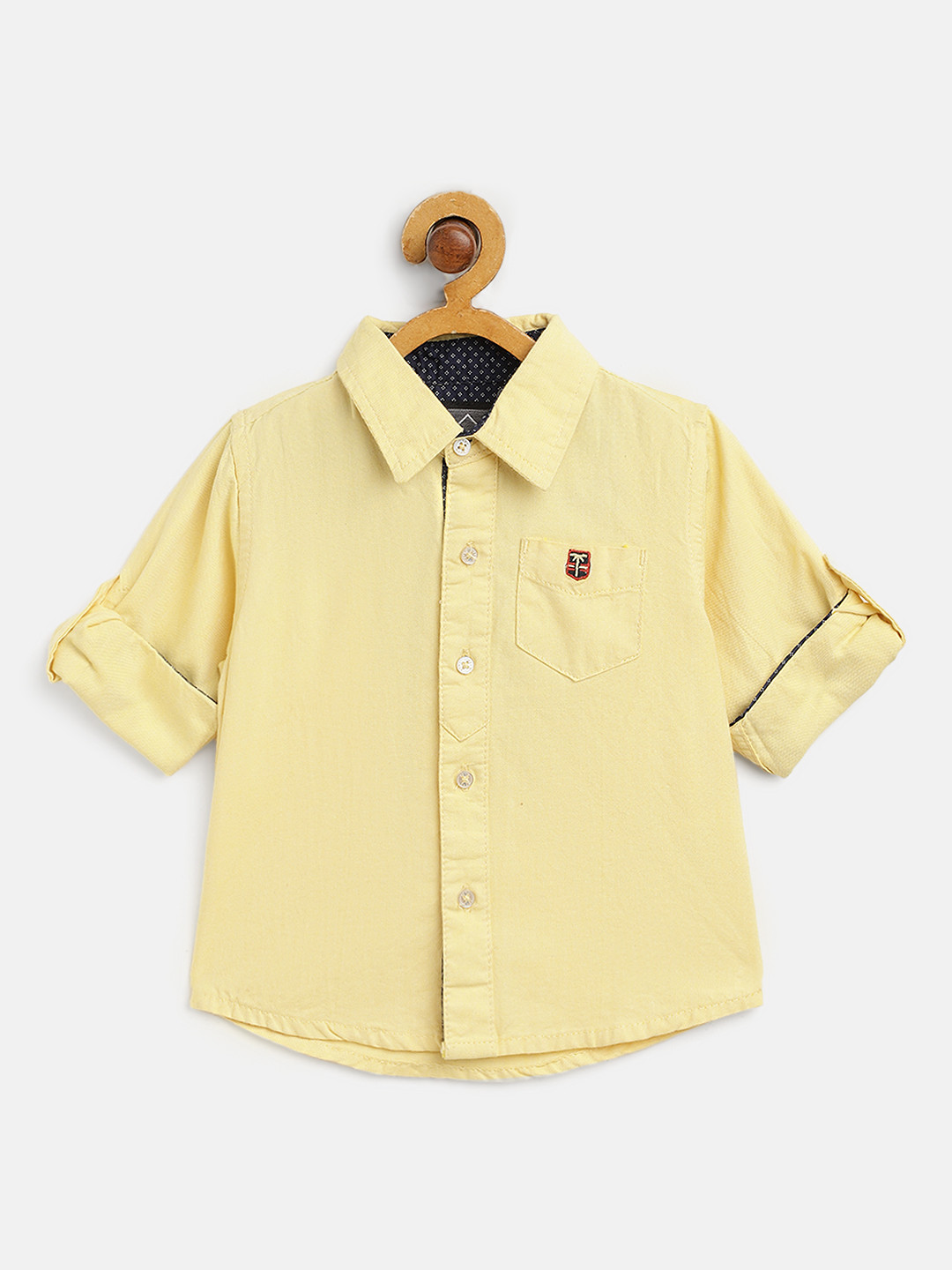 

Palm Tree Infant Boys Yellow Solid Pure Cotton Casual Shirt
