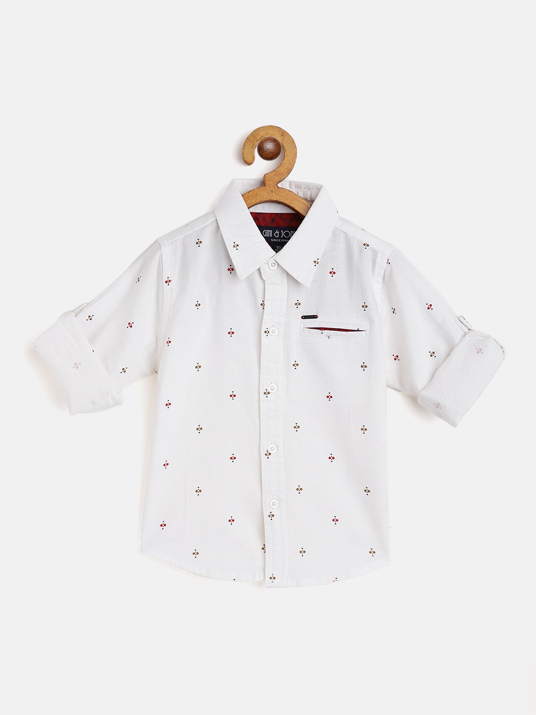 

Gini and Jony Boys White & Red Pure Cotton Micro Ditsy Print Casual Shirt