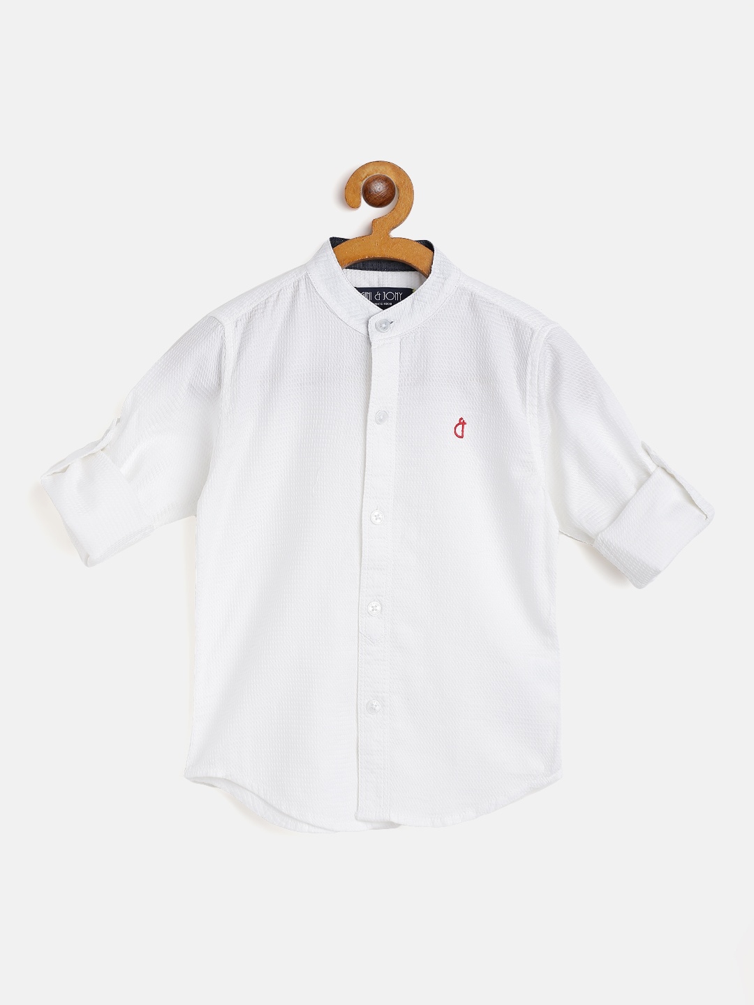 

Gini and Jony Boys White Pure Cotton Self-Design Casual Shirt