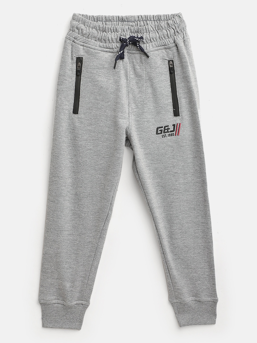 

Gini and Jony Boys Grey Melange Solid Pure Cotton Joggers