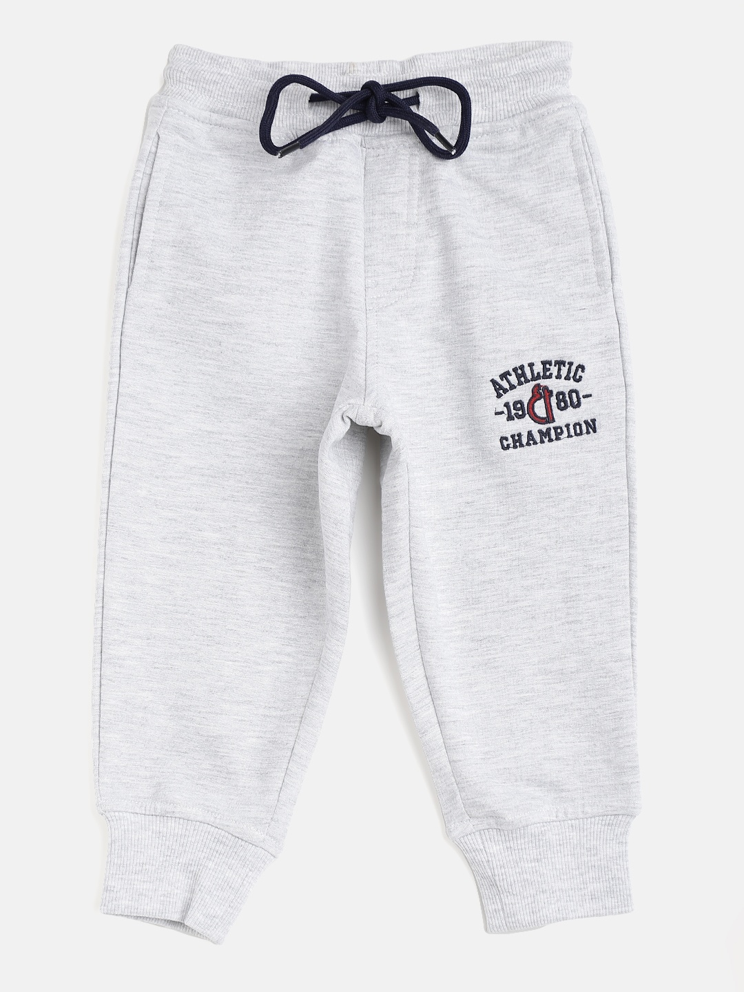

Gini and Jony Boys Grey Melange Pure Cotton Solid Joggers