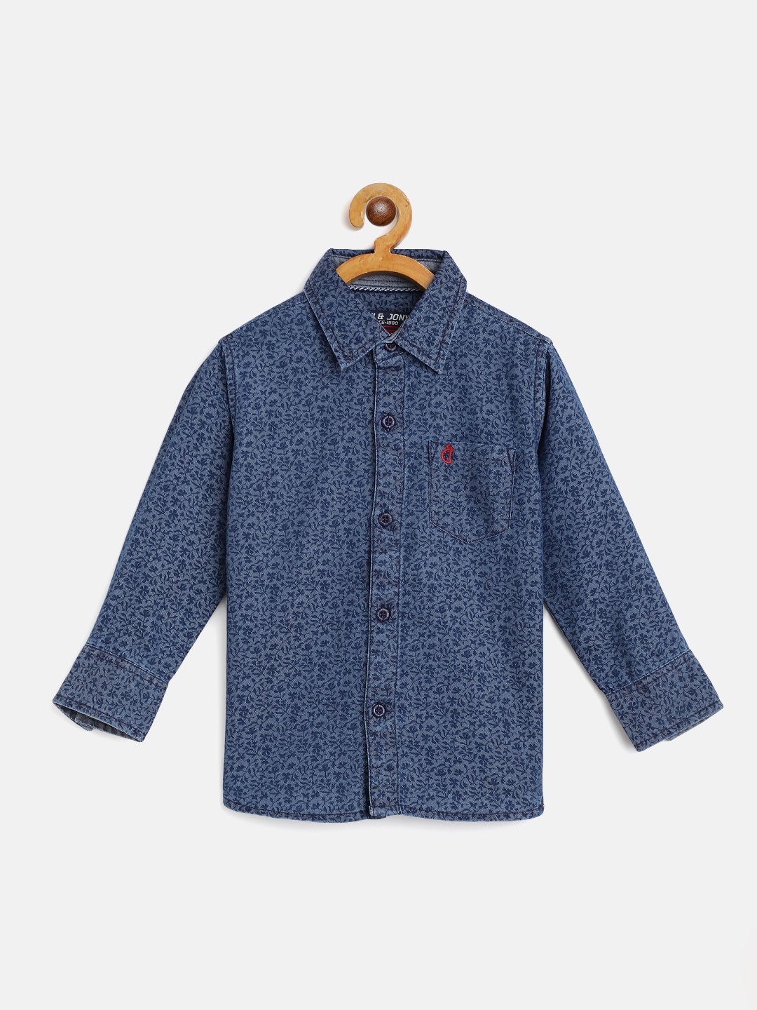 

Gini and Jony Boys Blue Ditsy Floral Print Chambray Shirt