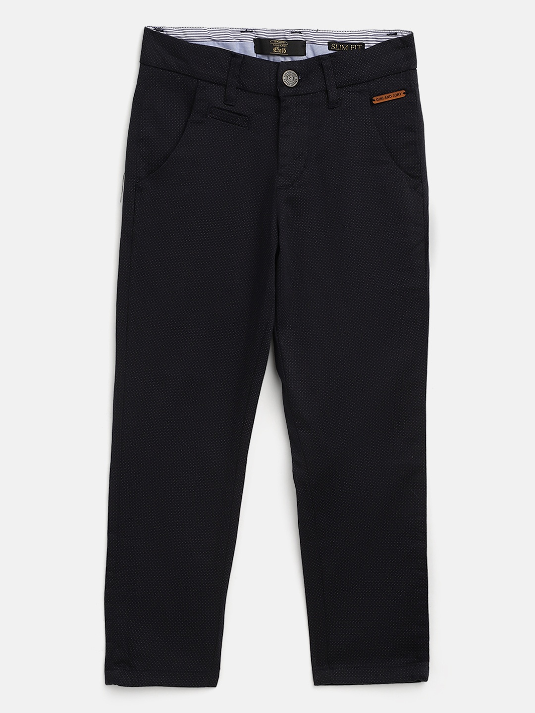 

Gini and Jony Boys Navy Blue & White Ditsy Print Slim Fit Trousers