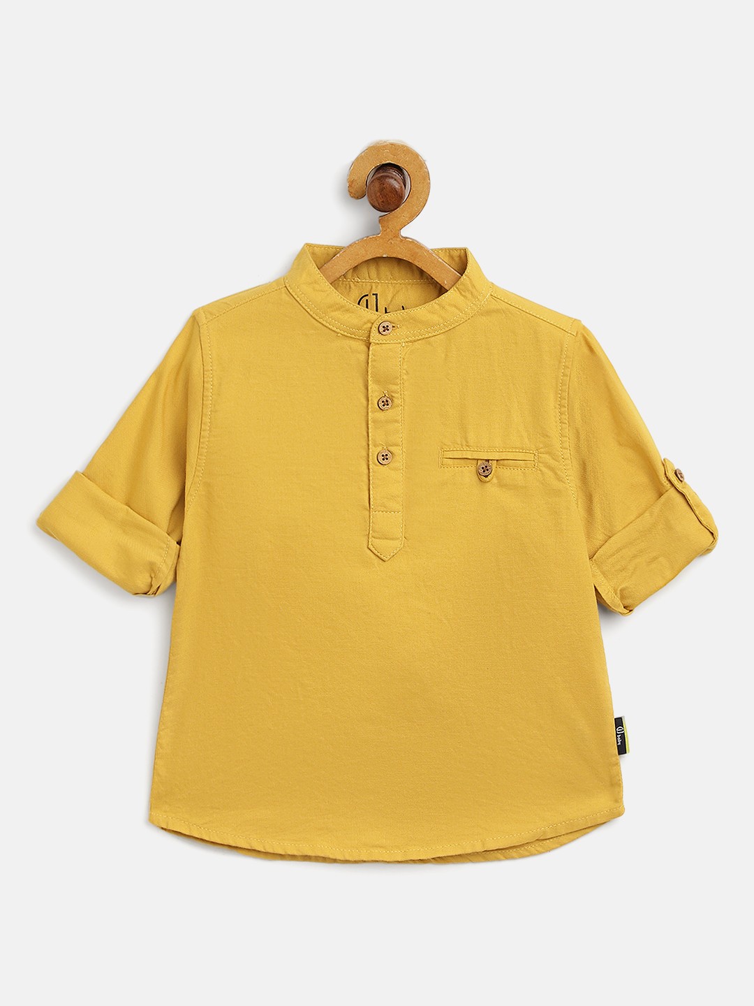 

Gini and Jony Infant Boys Mustard Yellow Solid Pure Cotton Casual Shirt