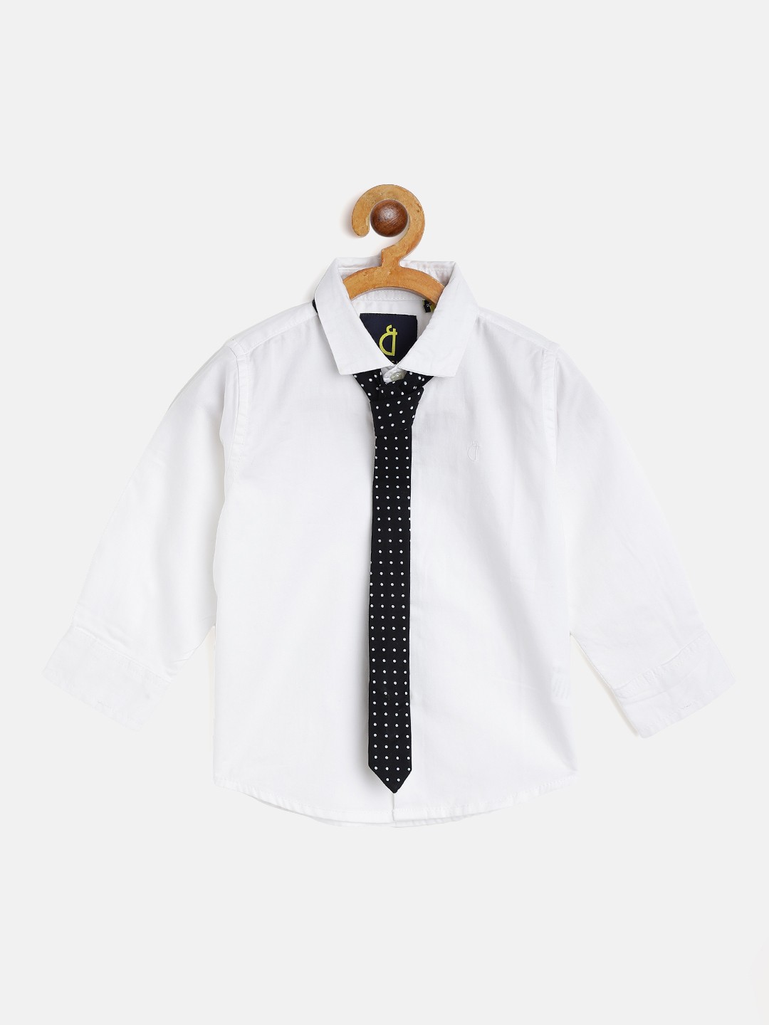 

Gini and Jony Boys White Pure Cotton Solid Party Shirt with Slim Tie