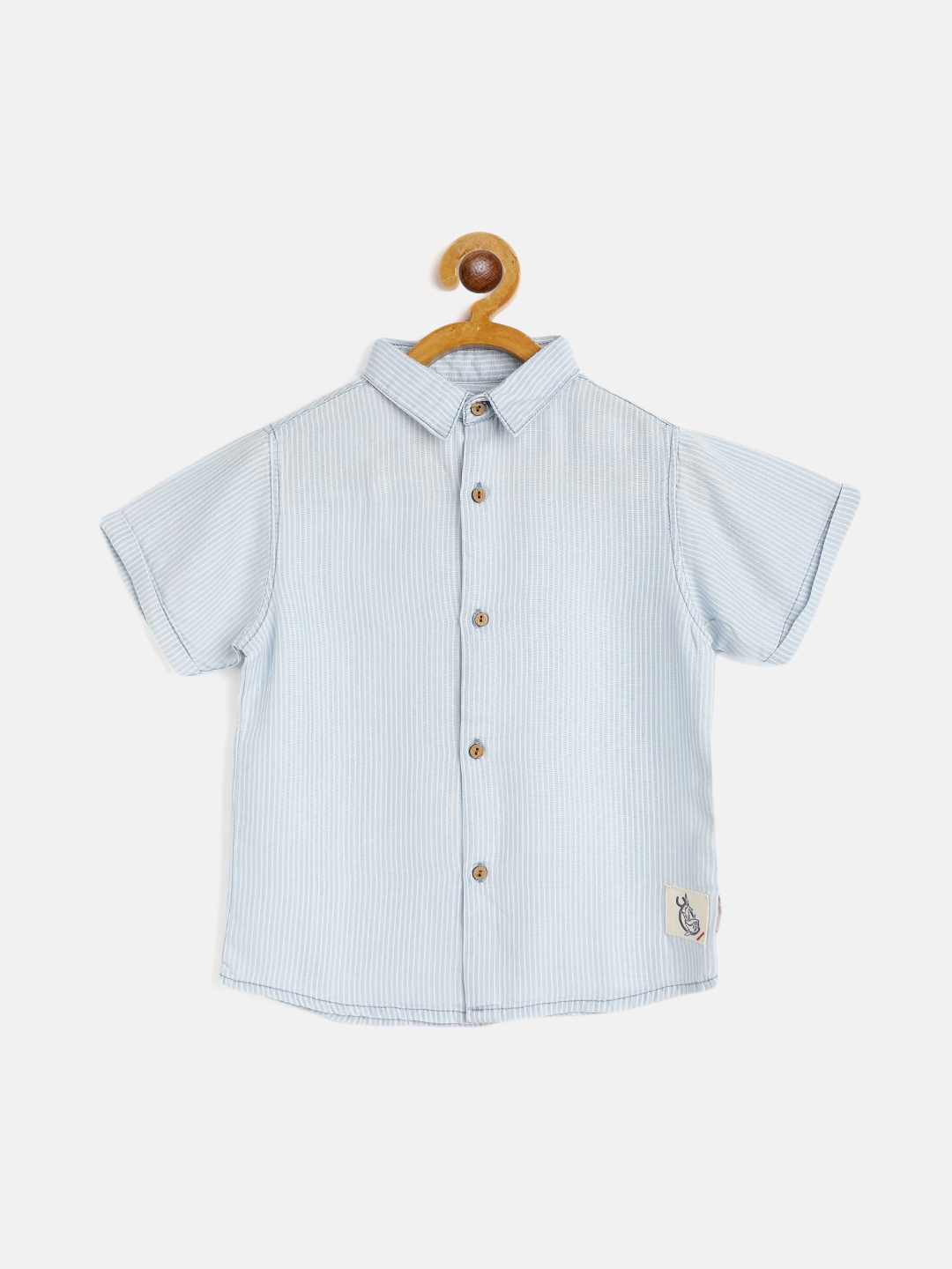 

Gini and Jony Infant Boys Blue & White Striped Casual Shirt