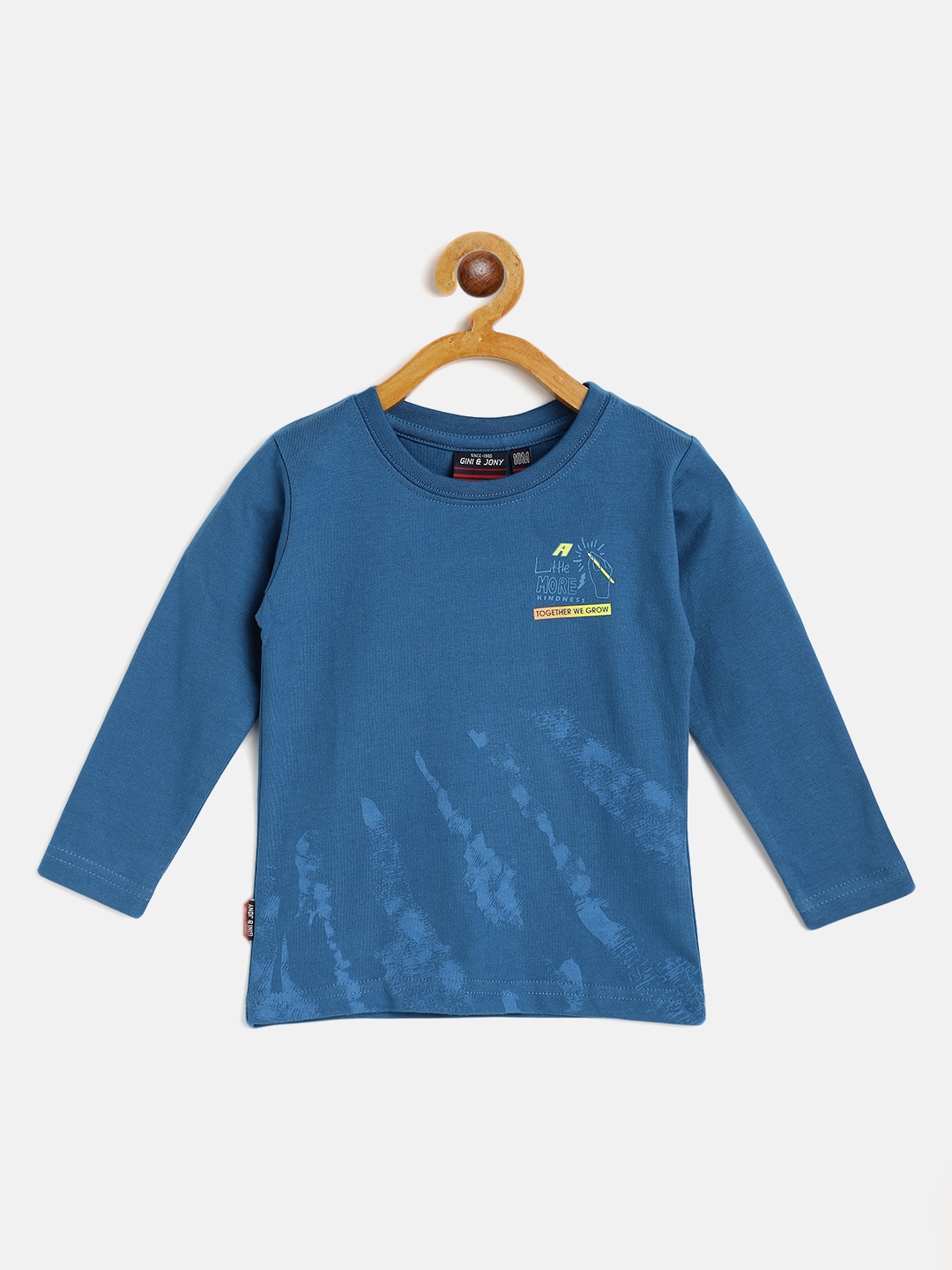 

Gini and Jony Infant Boys Teal Blue Cotton Printed T-shirt