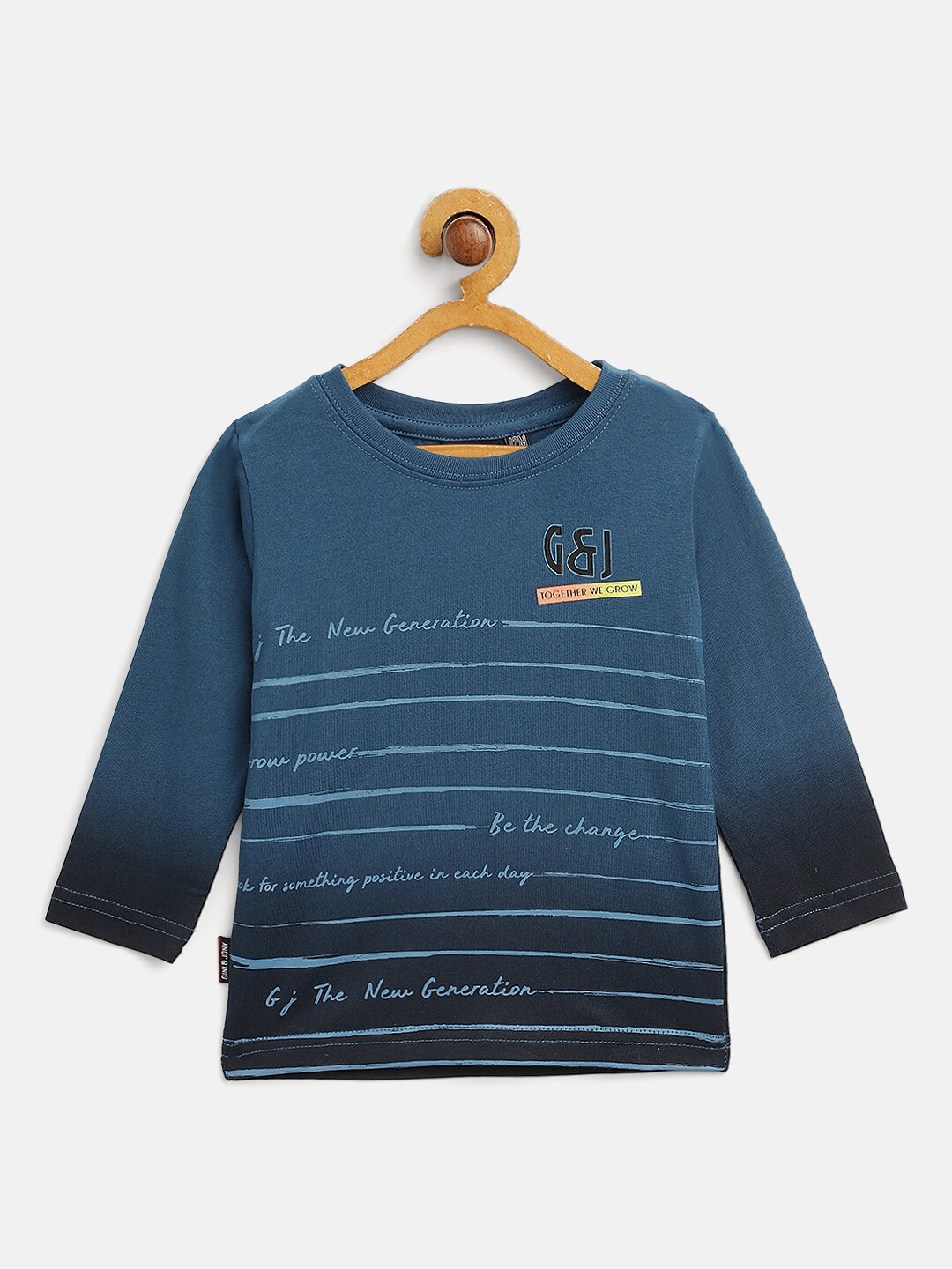 

Gini and Jony Infant Boys Teal Blue Ombre Dyed & Striped T-shirt