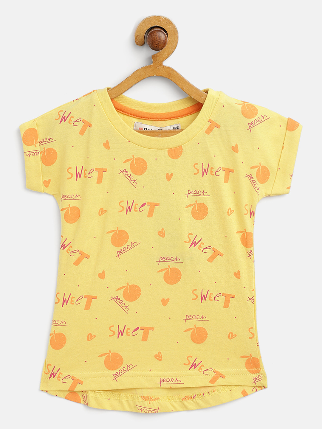 

Palm Tree Infant Girls Yellow & Orange Conversational Print Cotton T-shirt