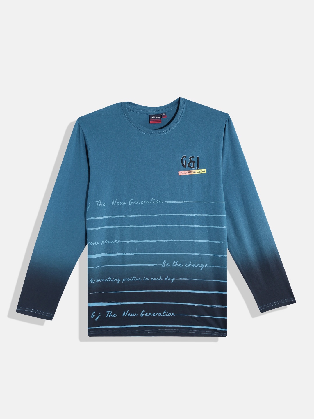 

Gini and Jony Boys Blue Striped Pure Cotton T-shirt