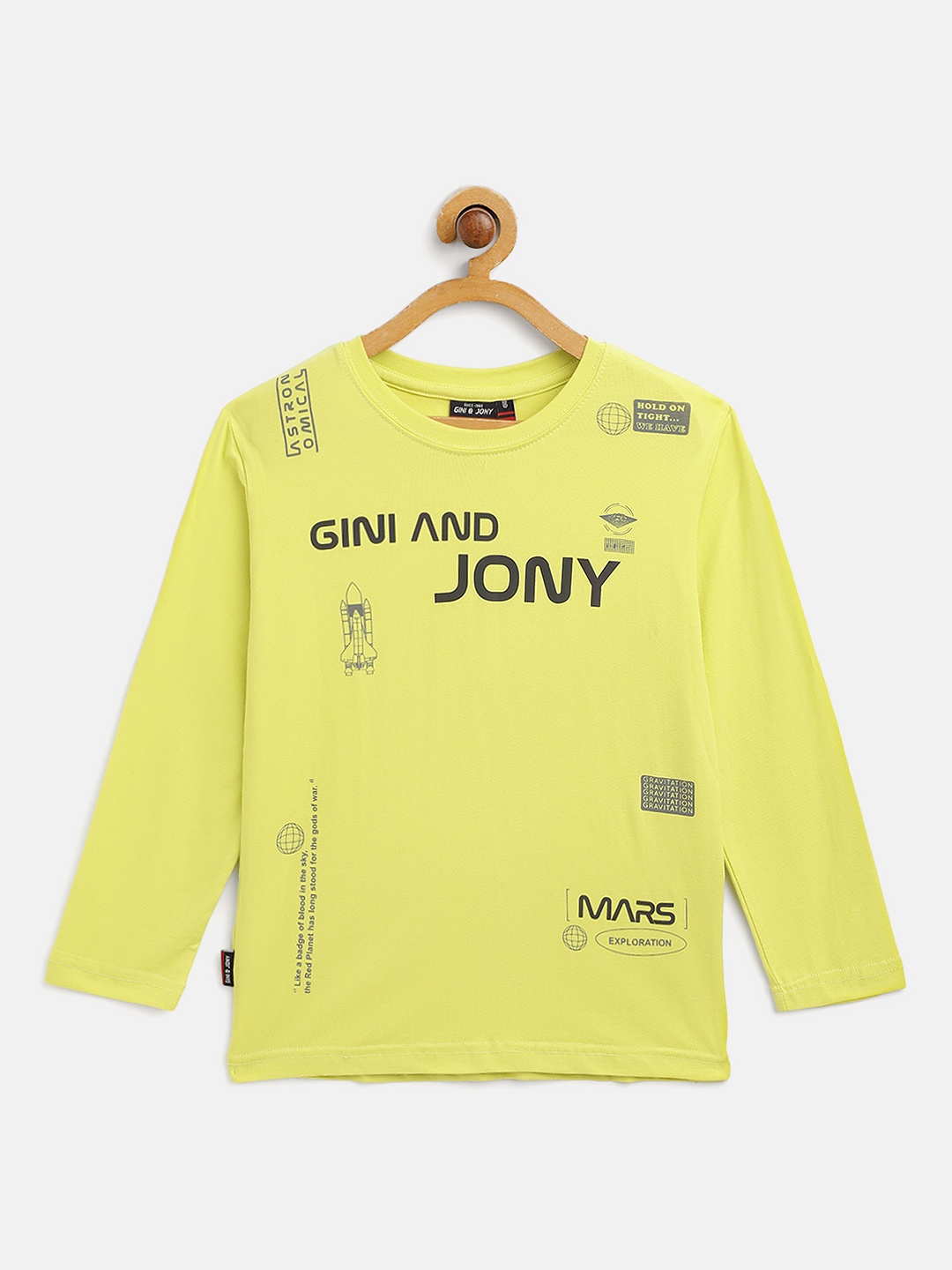 

Gini and Jony Boys Lime Green & Black Brand Logo Printed T-shirt
