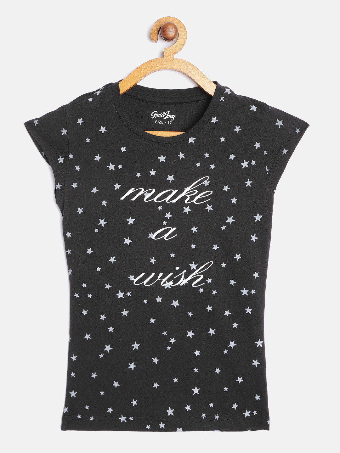 

Gini and Jony Girls Black & Grey Star Printed T-shirt