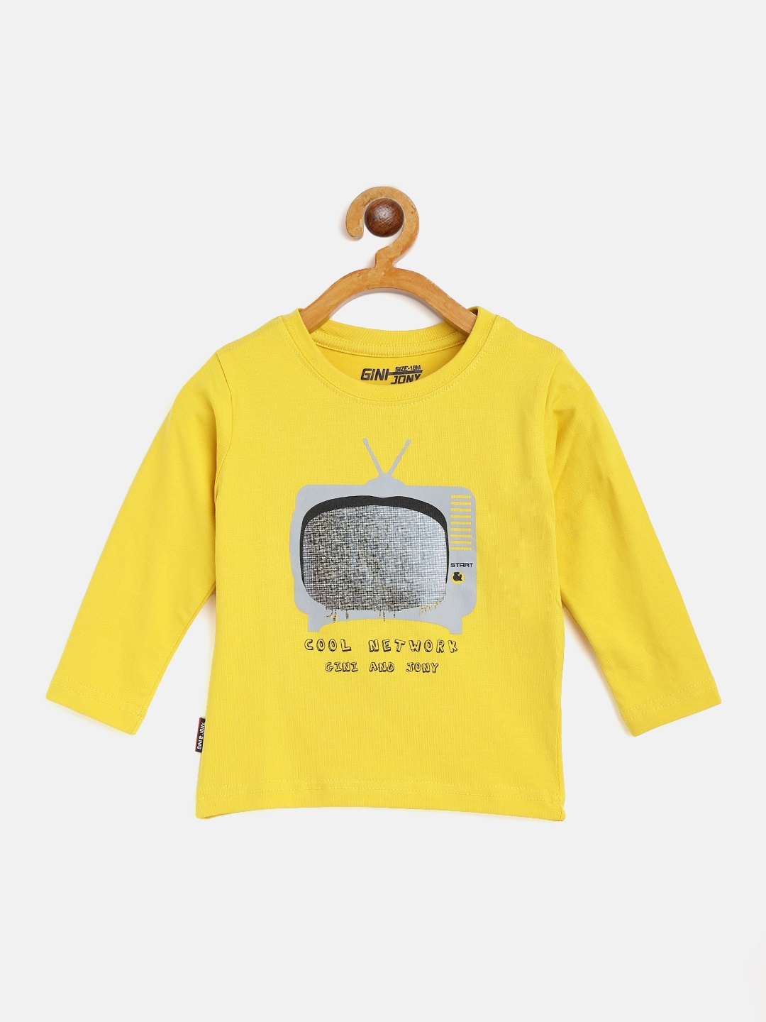 

Gini and Jony Infant Boys Mustard Yellow & Grey Graphic Print T-shirt