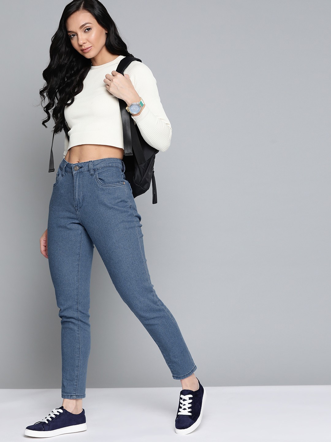 

Harvard Women Blue Mid Rise Skinny Fit Stretchable Cropped Jeans