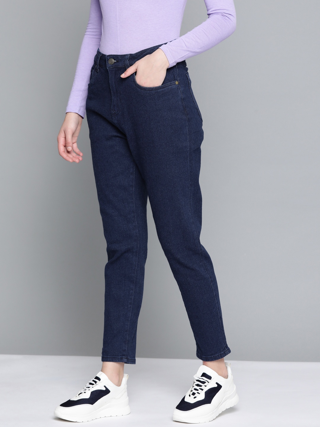 

Harvard Women Navy Blue Boyfriend Fit High-Rise Stretchable Jeans