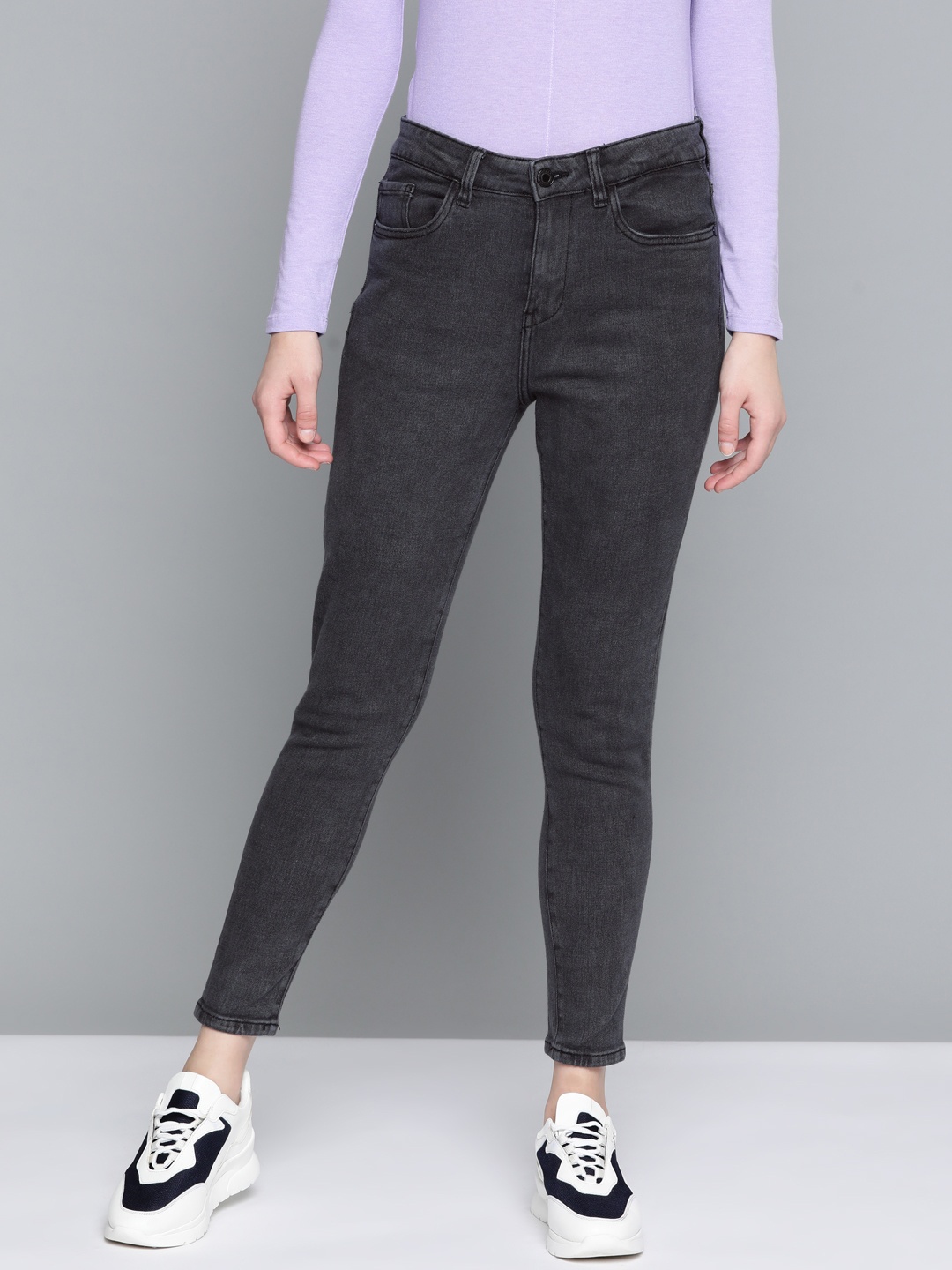 

Harvard Women Black Skinny Fit High-Rise Stretchable Cropped Jeans