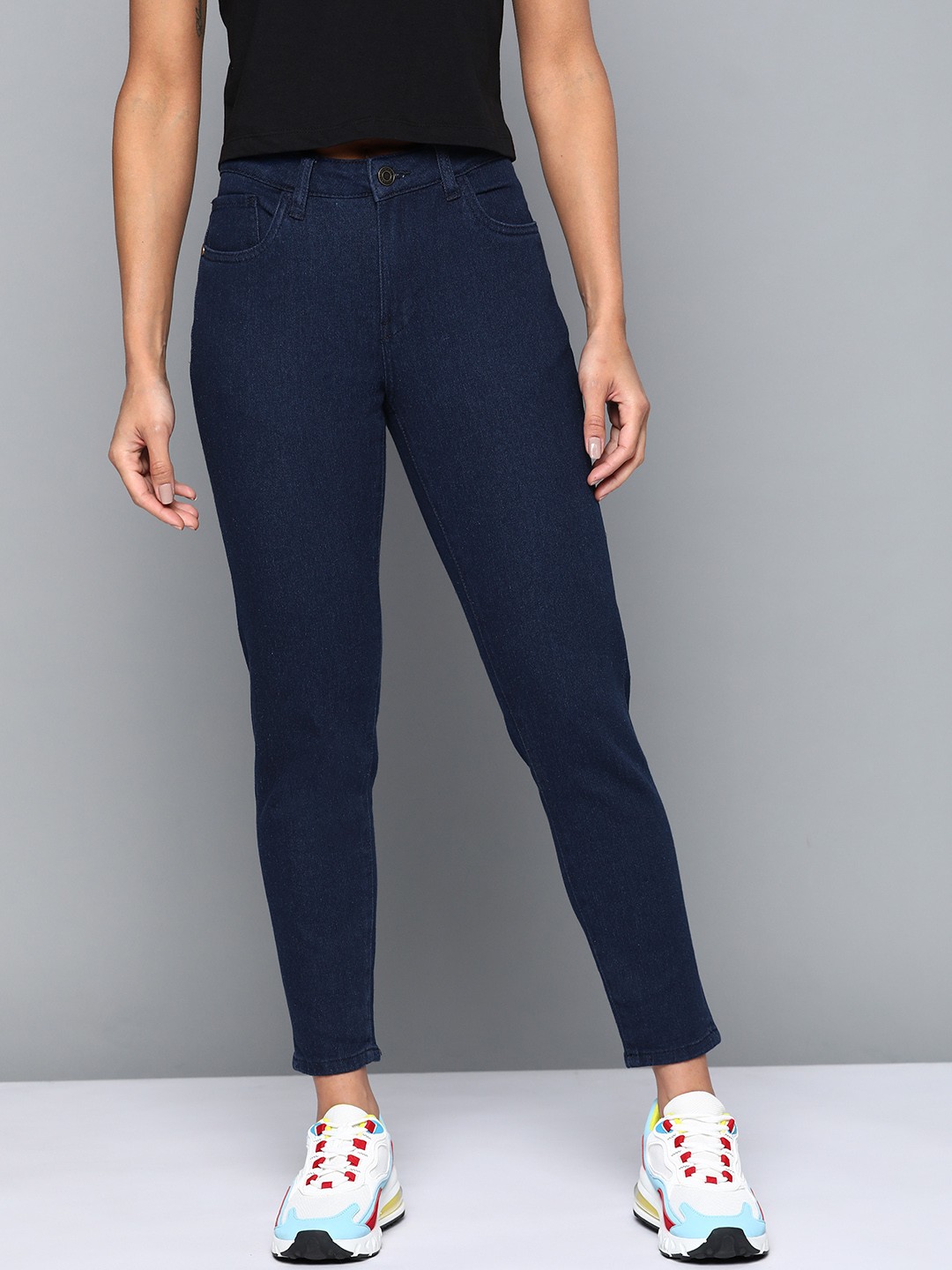 

Harvard Women Navy Blue Mid Rise Skinny Fit Stretchable Cropped Jeans