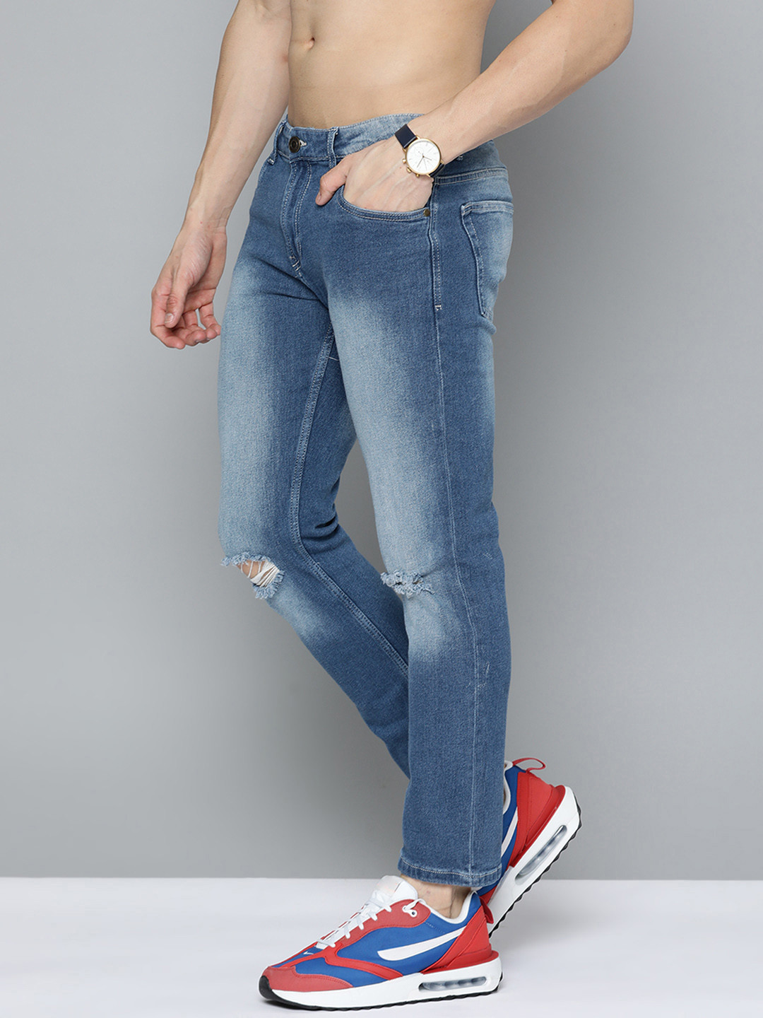 

Harvard Men Blue Slim Fit Slash Knee Light Fade Stretchable Jeans