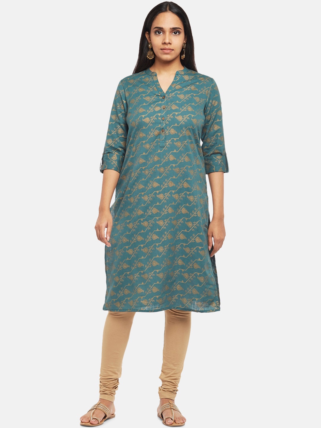 

RANGMANCH BY PANTALOONS Women Blue Ethnic Motifs Printed Kurta