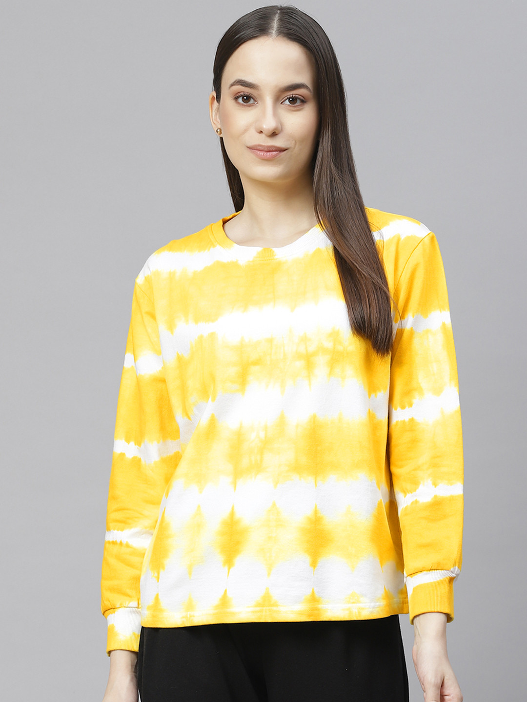 

plusS Women Yellow Printed Sweatshirt