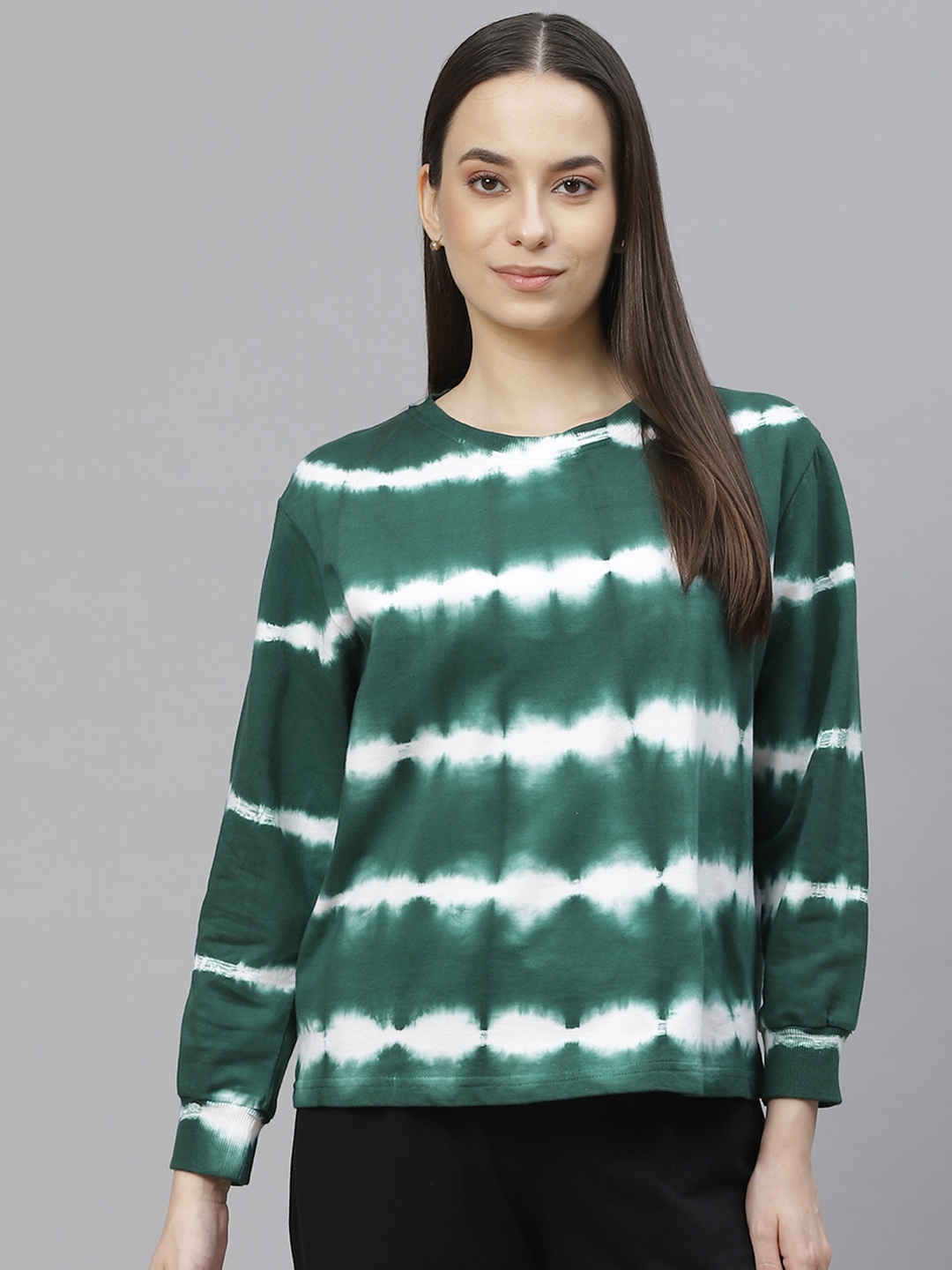 

plusS Women Green Printed Sweatshirt