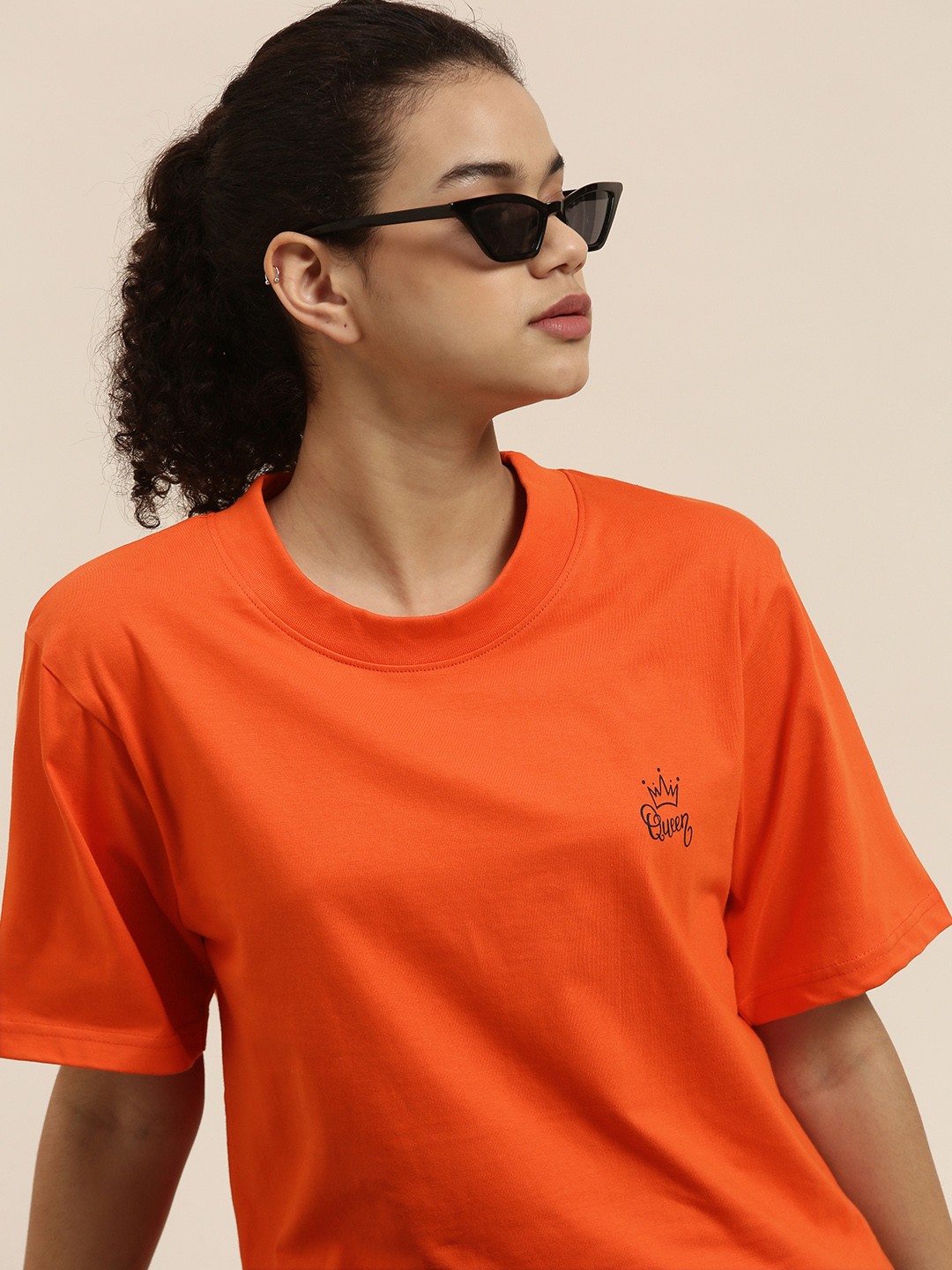 

DILLINGER Women Orange Pure Cotton Loose Pure Cotton T-shirt