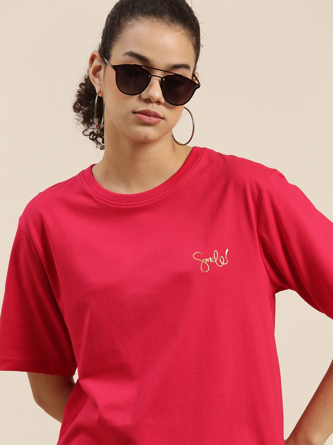 

DILLINGER Women Pink Oversized T-shirt
