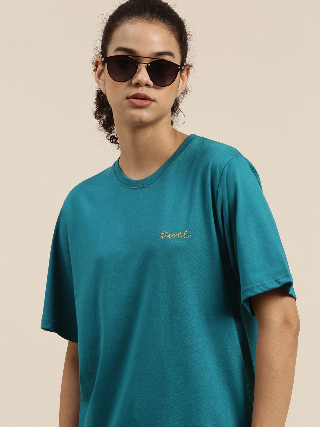 

DILLINGER Women Blue Pure Cotton Loose Pure Cotton T-shirt