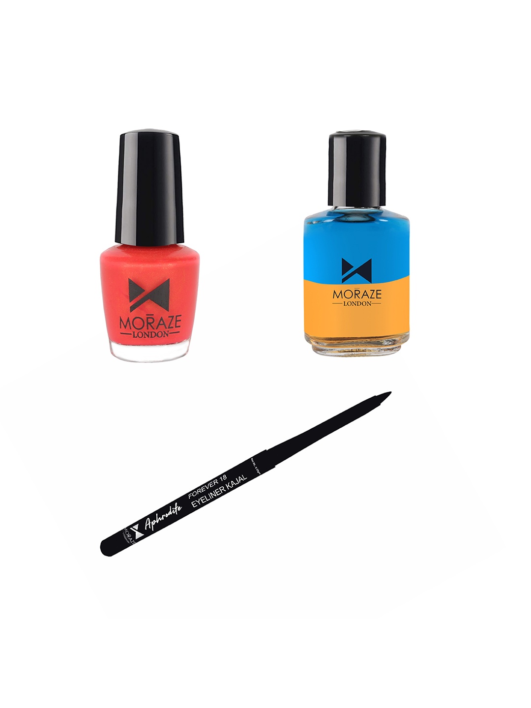 

Moraze Pack of Kajal, Jell-O-Shot Nail Polish & Nail Paint Remover, Multi