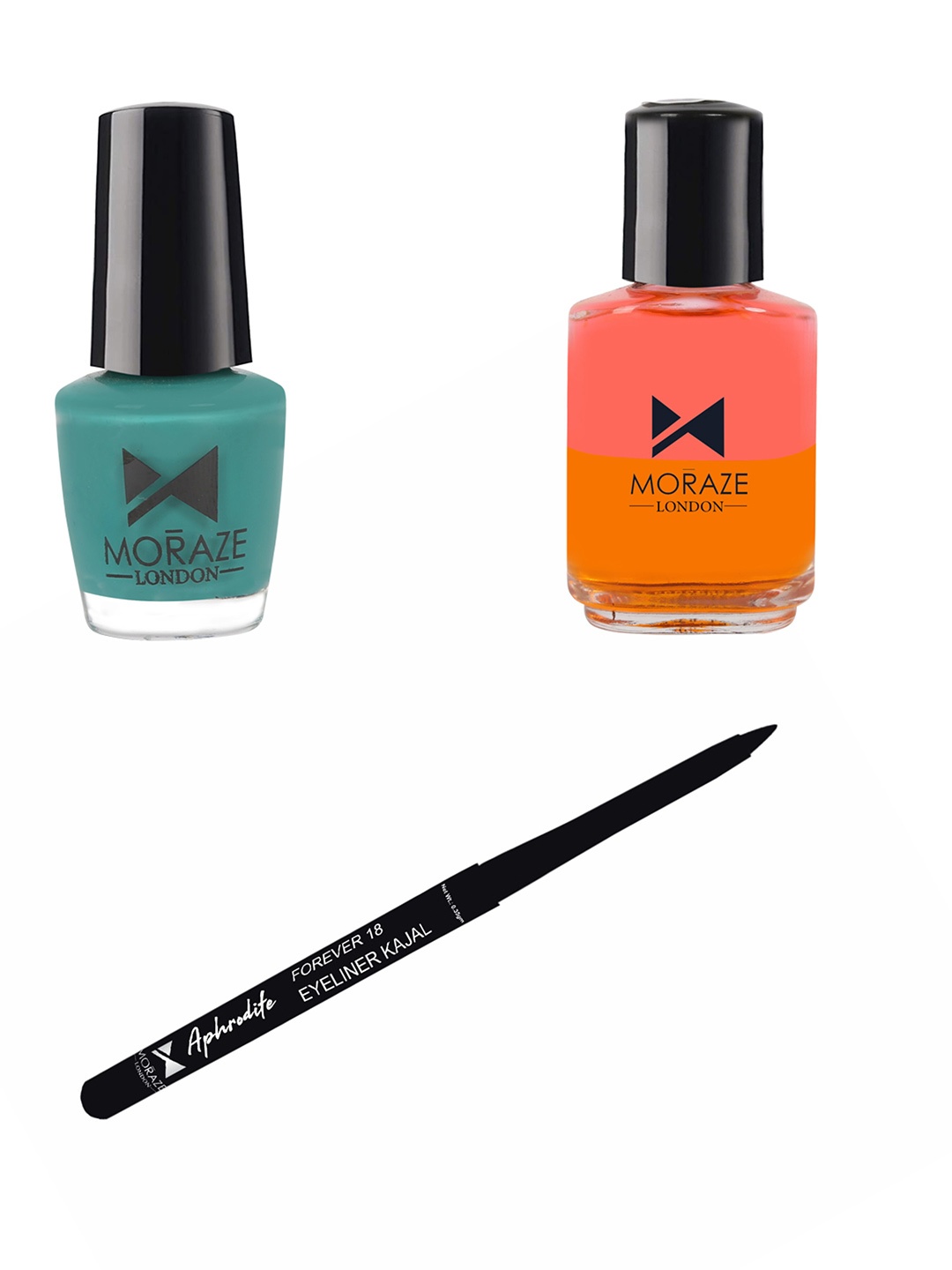 

Moraze Pack of Kajal & 1 Nail Polish 5ml Nail Paint Remover 30ml, Black