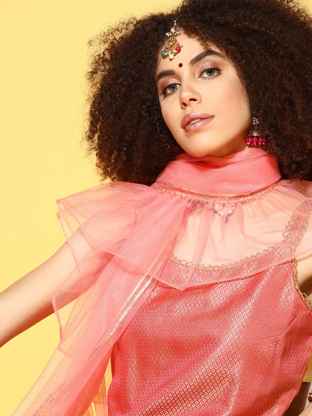 

Inddus Pink Woven Design Silk Blend Kurta Set