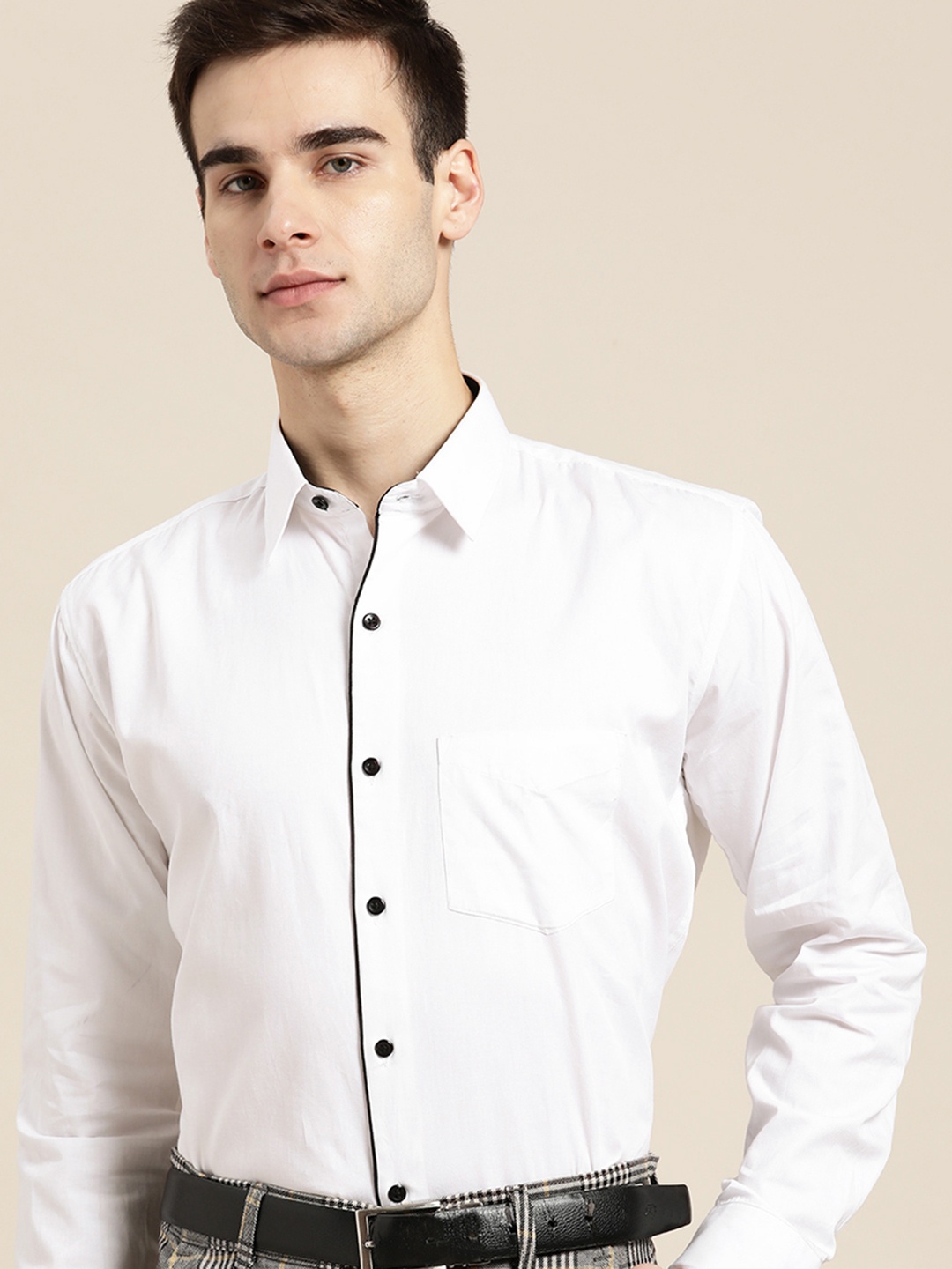 

Hancock Men White Slim Fit Opaque Formal Shirt