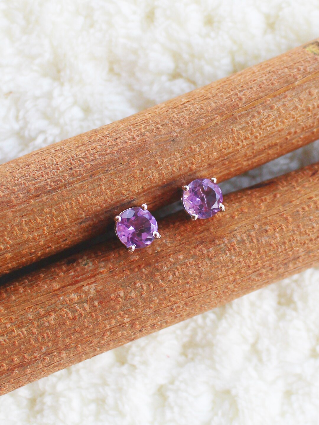 

ERILINE JEWELRY Silver-Toned & Purple Contemporary Studs Earrings