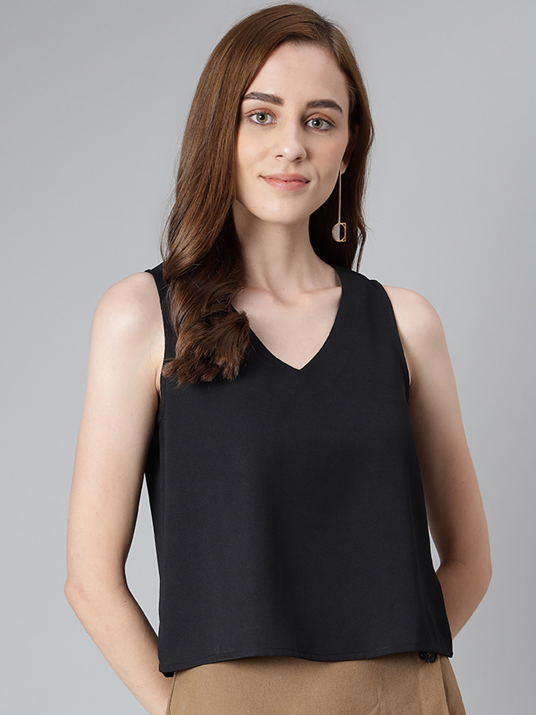 

Provogue Black Solid Regular Top