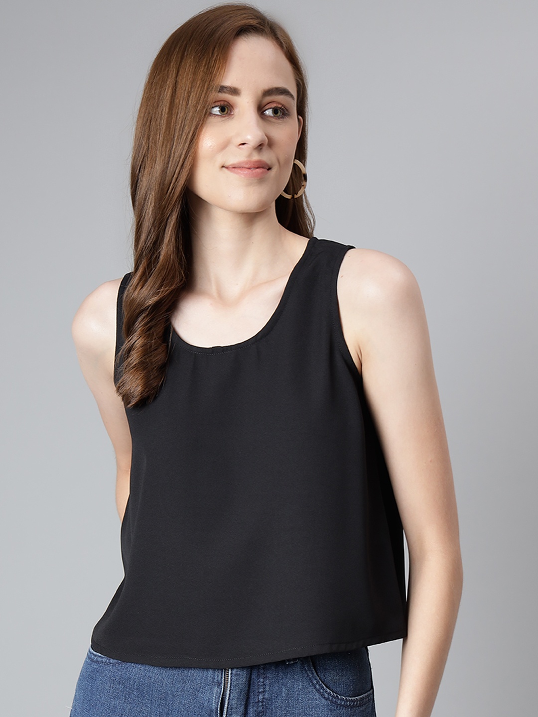 

Provogue Black Solid Regular Top