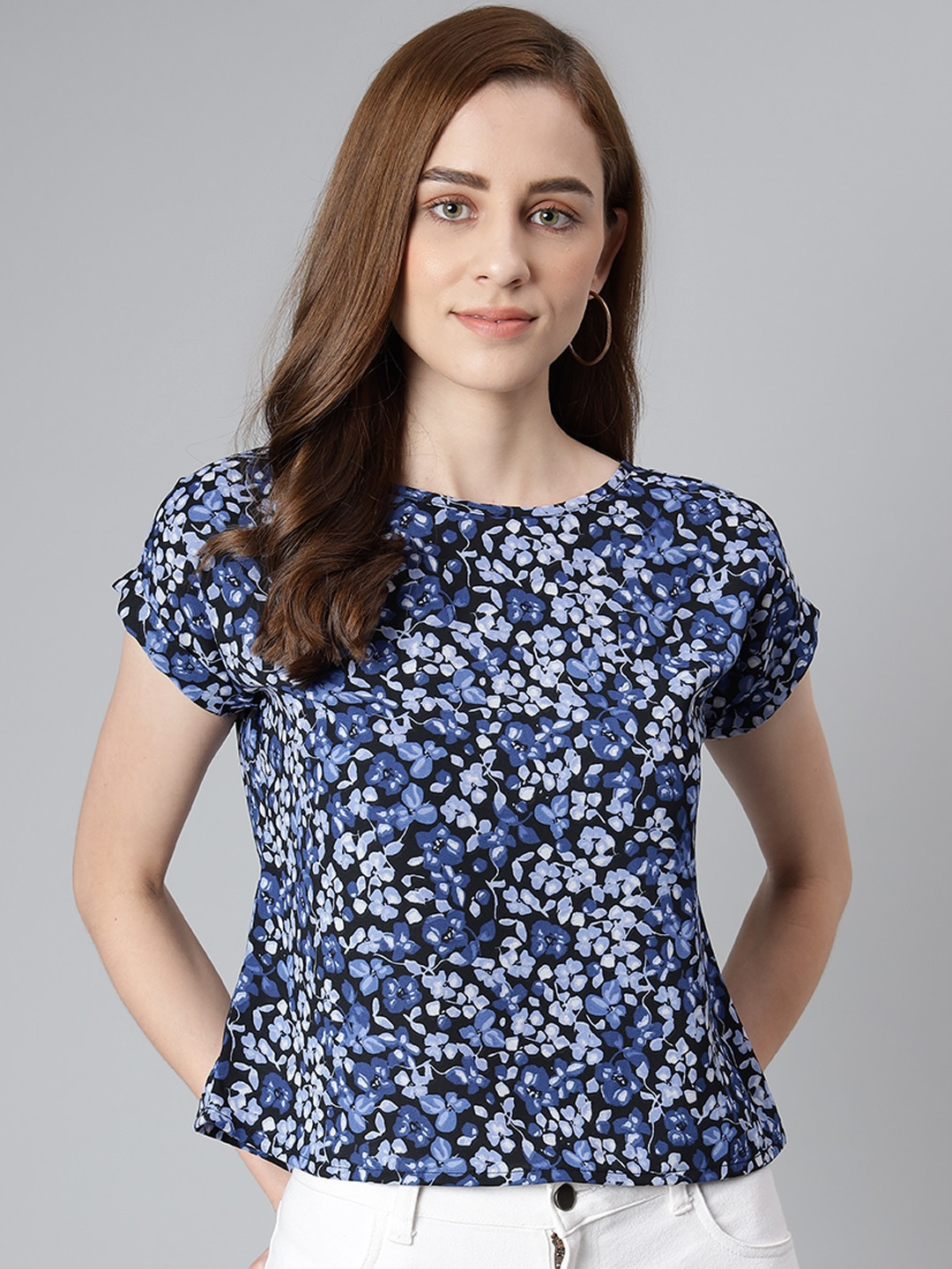 

Provogue Blue Floral Print Regular Top