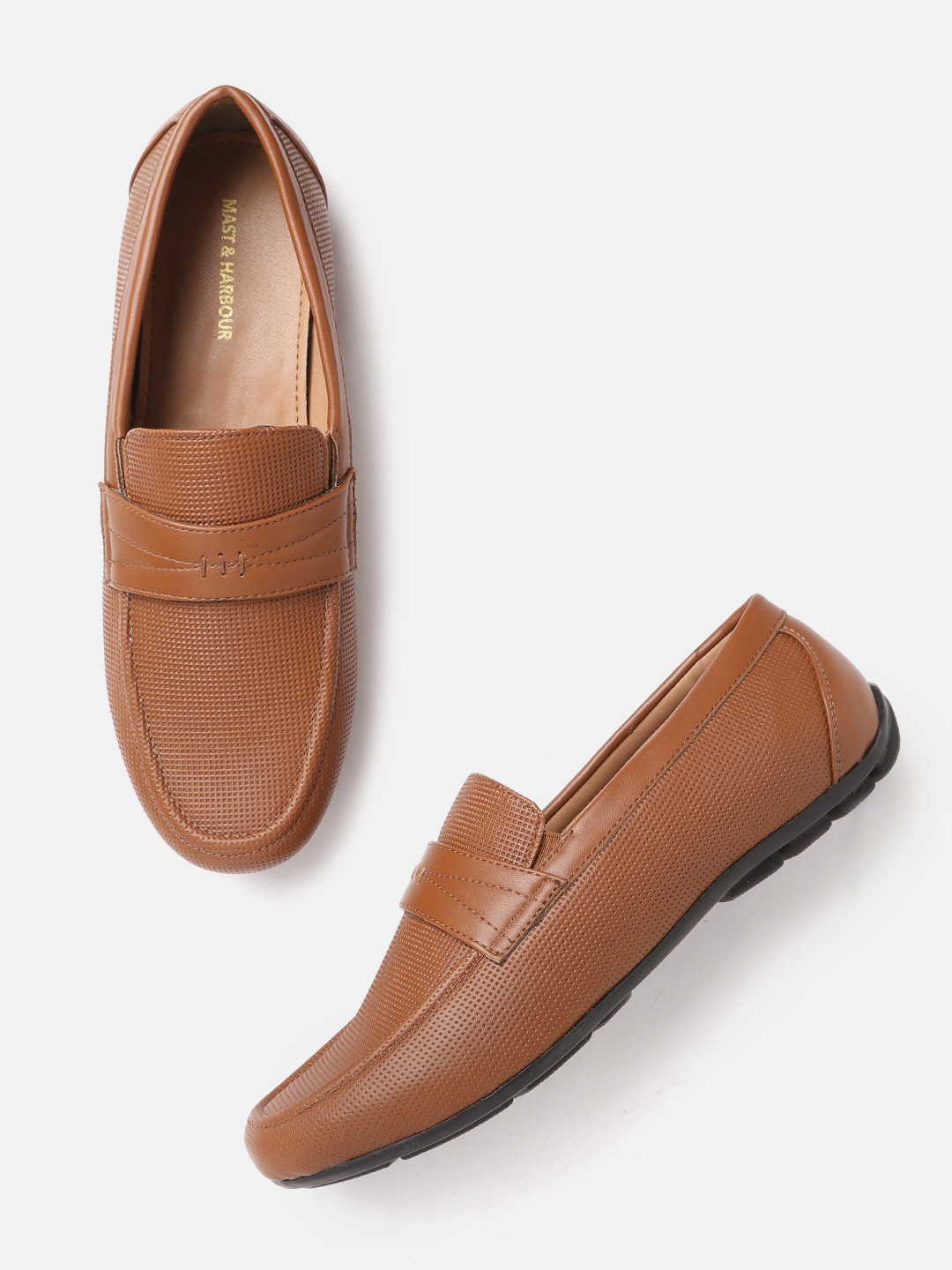 

Mast & Harbour Men Tan Brown Textured Loafers